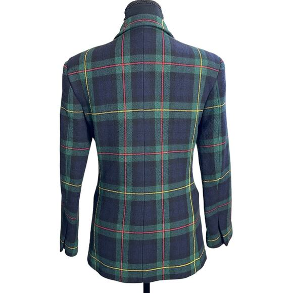 Sandro Paris Dark Green Plaid Wool Blend Double Breasted Blazer Size 36 … - Picture 3 of 11